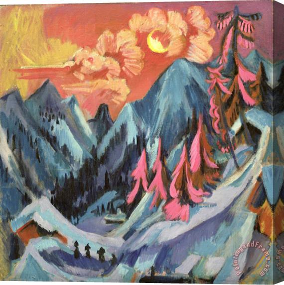 Ernst Ludwig Kirchner Winter Landscape in Moonlight Stretched Canvas Painting / Canvas Art