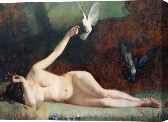 Ernst Philippe Zacharie Woman with Pigeons Stretched Canvas Painting / Canvas Art