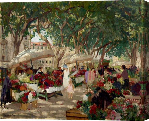Ethel Carrick Fox Flower Market, Nice Stretched Canvas Painting / Canvas Art
