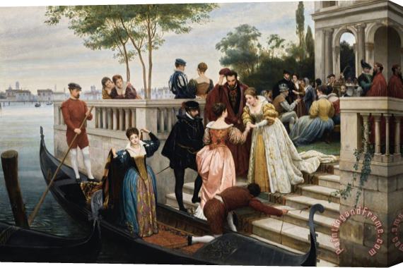 Eugen von Blaas Arriving From The Ball, Murano, 1870 Stretched Canvas Print / Canvas Art