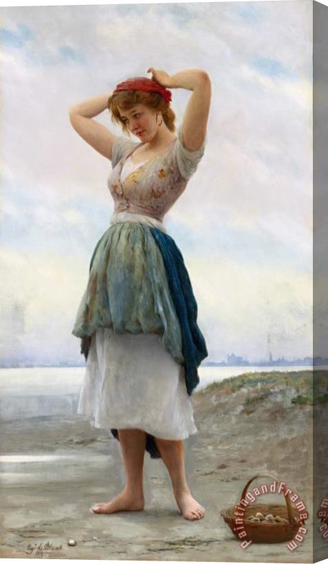 Eugen von Blaas On The Beach, 1908 Stretched Canvas Print / Canvas Art