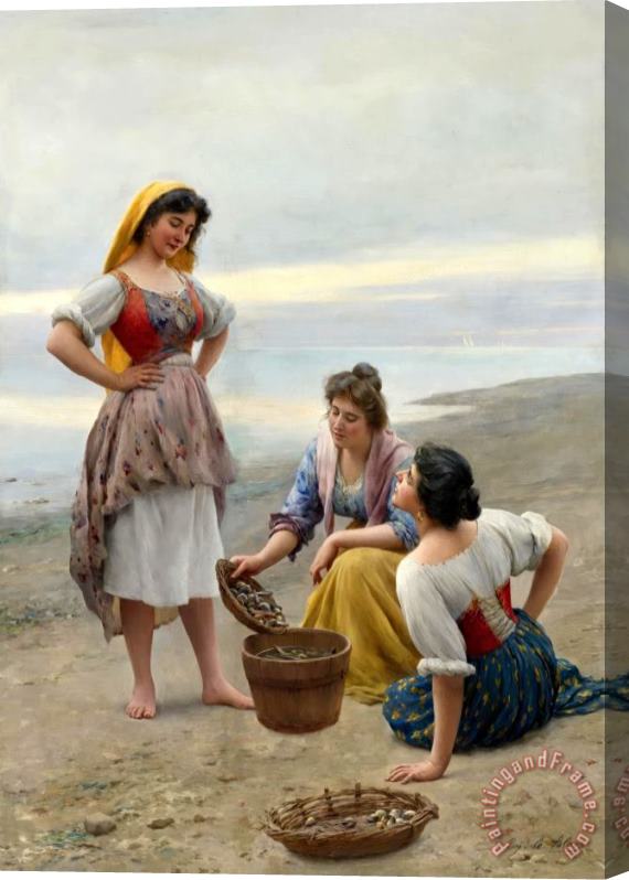 Eugen von Blaas The Clam Diggers Stretched Canvas Print / Canvas Art