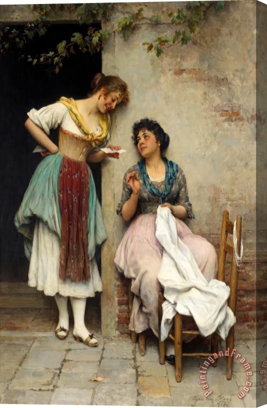 Eugen von Blaas The Love Letter, 1897 Stretched Canvas Painting / Canvas Art