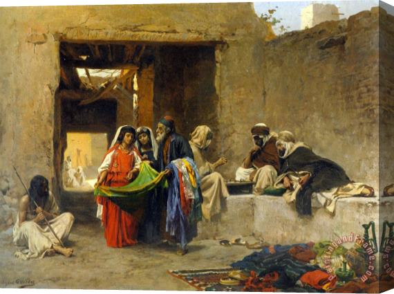 Eugene Alexis Girardet At The Souk Stretched Canvas Print / Canvas Art