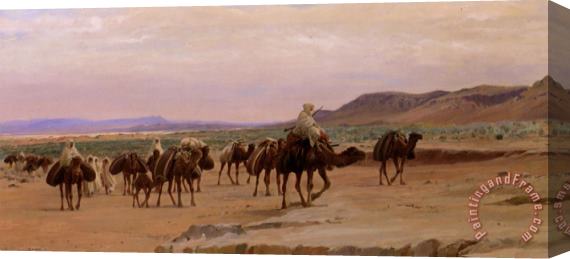 Eugene Alexis Girardet Caravannes De Sel Dans Le Desert Stretched Canvas Painting / Canvas Art