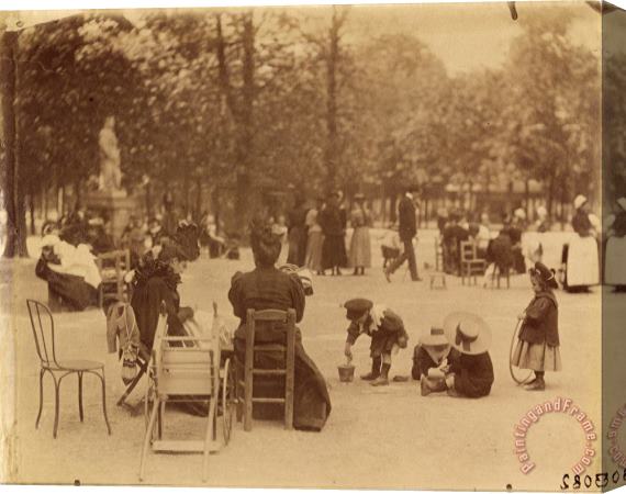 Eugene Atget Women And Children in The Luxembourg Gardens Stretched Canvas Print / Canvas Art