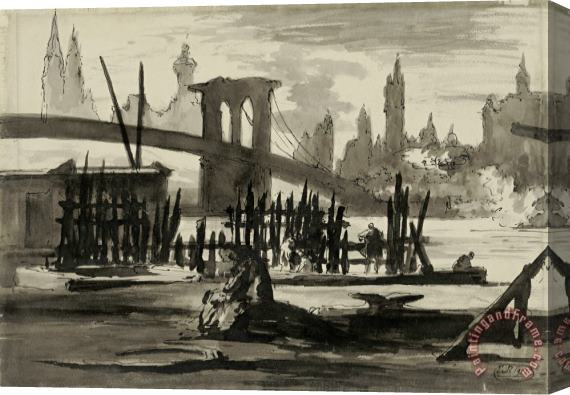 Eugene Berman Brooklyn Bridge Stretched Canvas Print / Canvas Art