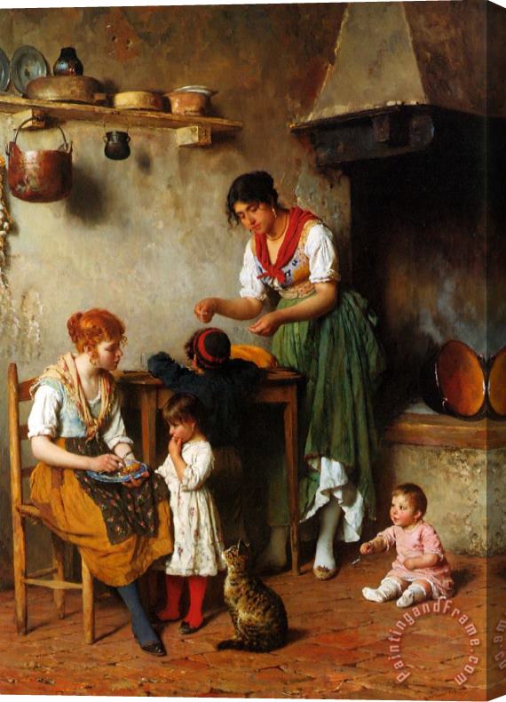 Eugene De Blaas A Helping Hand Stretched Canvas Print / Canvas Art
