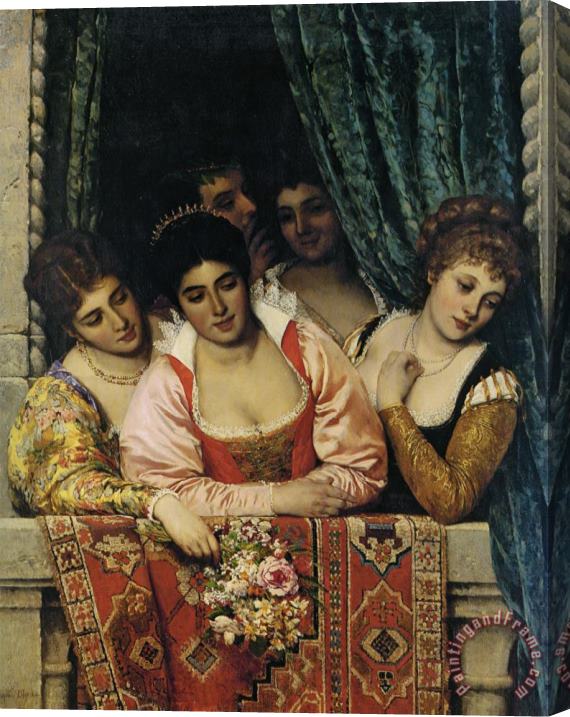 Eugene De Blaas Ladies on a Balcony Stretched Canvas Painting / Canvas Art