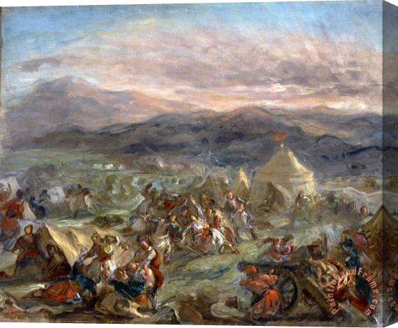 Eugene Delacroix Botzaris Surprises The Turkish Camp And Falls Fatally Wounded Stretched Canvas Painting / Canvas Art