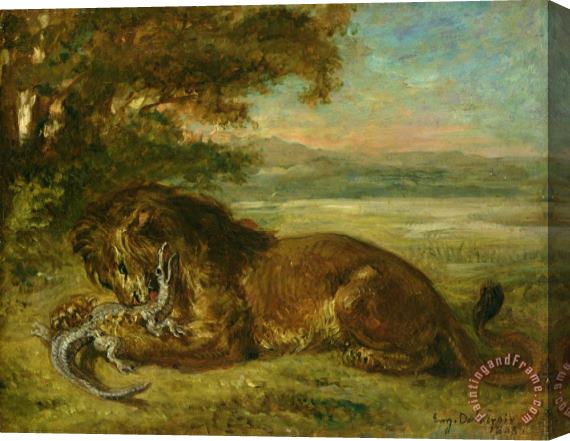 Eugene Delacroix Lion And Alligator Stretched Canvas Print / Canvas Art