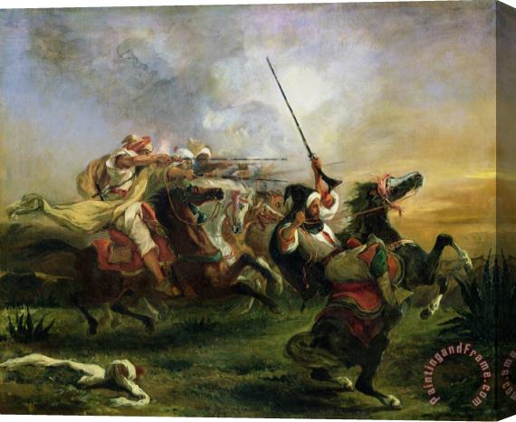 Eugene Delacroix Moroccan Horsemen in Military Action Stretched Canvas Print / Canvas Art