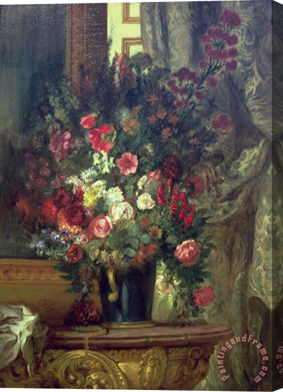 Eugene Delacroix Vase of Flowers on a Console Stretched Canvas Print / Canvas Art