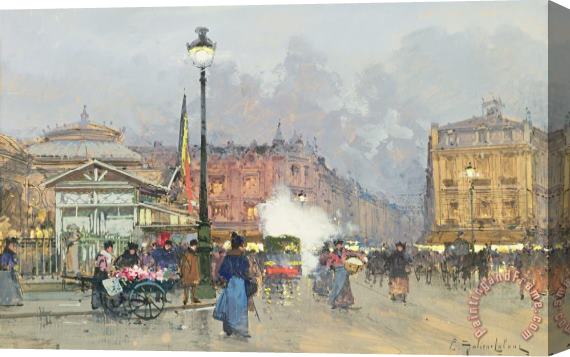 Eugene Galien-Laloue Place De L'opera Paris Stretched Canvas Painting / Canvas Art
