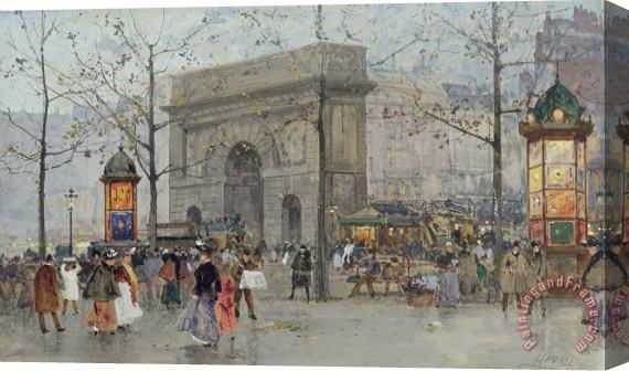 Eugene Galien-Laloue Street Scene In Paris Stretched Canvas Print / Canvas Art