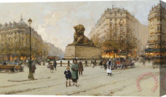 Eugene Galien-Laloue The Lion Of Belfort Le Lion De Belfort Stretched Canvas Print / Canvas Art