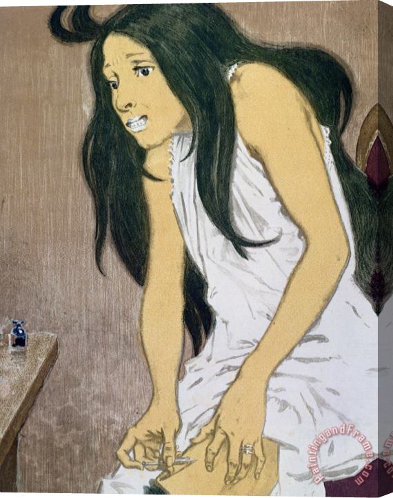 Eugene Grasset A Drug Addict Injecting Herself Stretched Canvas Print / Canvas Art