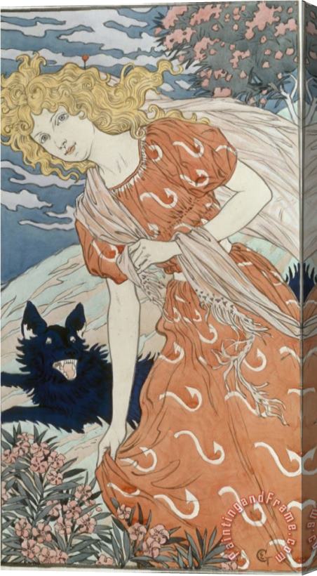 Eugene Grasset Danger 1897 The Original Design for a Lithograph From The Series Dix Estampes Decoratives Stretched Canvas Print / Canvas Art