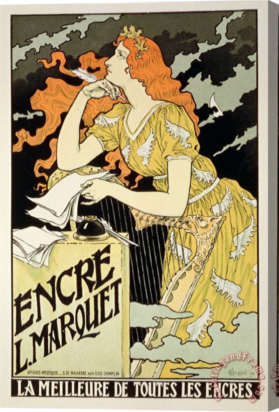Eugene Grasset Reproduction of a Poster Advertising Marquet Ink 1892 Stretched Canvas Print / Canvas Art