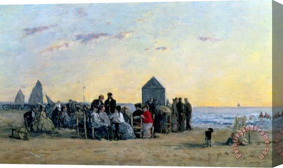 Eugene Louis Boudin Beach Scene at Trouville - Sunset Stretched Canvas Print / Canvas Art