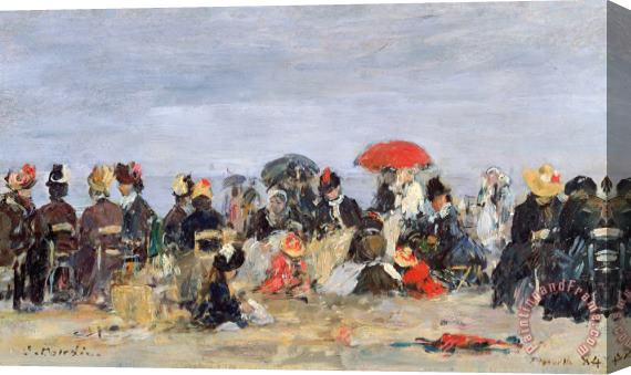 Eugene Louis Boudin Figures on a Beach Stretched Canvas Painting / Canvas Art