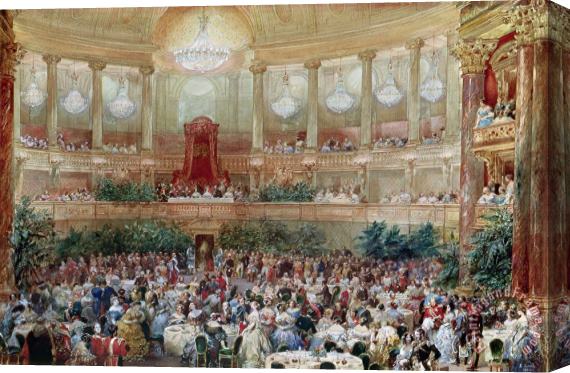 Eugene-Louis Lami Dinner In The Salle Des Spectacles At Versailles Stretched Canvas Print / Canvas Art