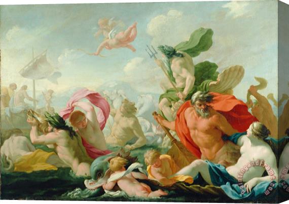 Eustache Le Sueur Marine Gods Paying Homage to Love Stretched Canvas Painting / Canvas Art
