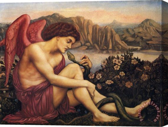 Evelyn De Morgan The Angel with The Serpent Stretched Canvas Print / Canvas Art