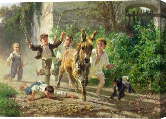 F Palizzi The Street Urchins Stretched Canvas Print / Canvas Art