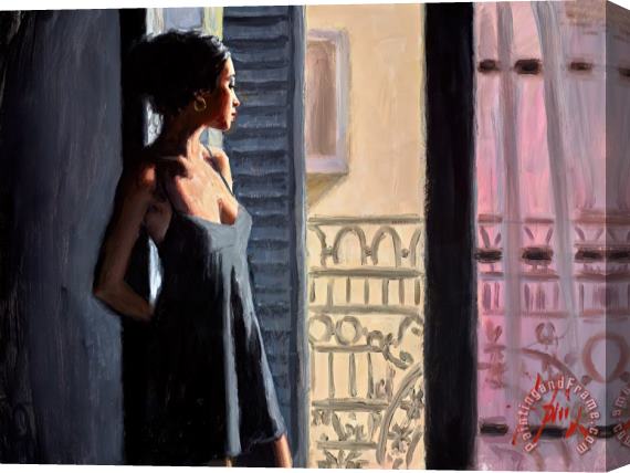 Fabian Perez Balcony at Buenos Aires X (black) Stretched Canvas Print / Canvas Art