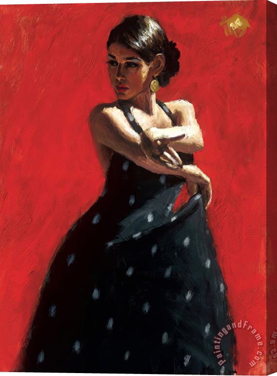 Fabian Perez Black Flower II Stretched Canvas Painting / Canvas Art
