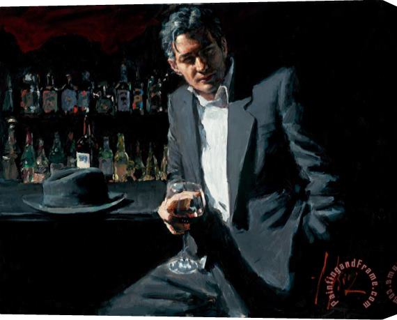 Fabian Perez Black Suit And Red Wine Stretched Canvas Painting / Canvas Art