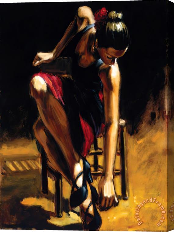 Fabian Perez Dancer in Red Skirt Stretched Canvas Print / Canvas Art