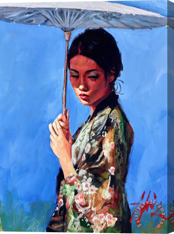Fabian Perez Geisha with Blue Sky Stretched Canvas Painting / Canvas Art