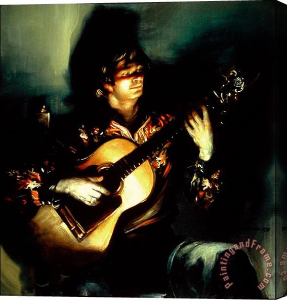 Fabian Perez Man Guitar Stretched Canvas Painting / Canvas Art