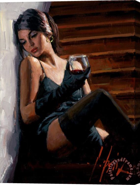 Fabian Perez Saba on The Stairs White Wall Stretched Canvas Print / Canvas Art