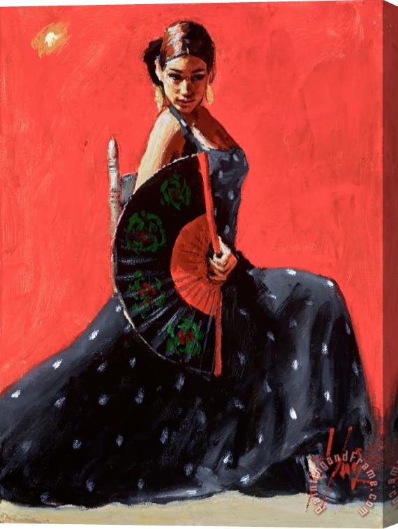 Fabian Perez Study for Black Flower IV (vertical) Stretched Canvas Painting / Canvas Art