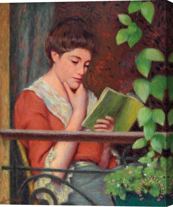 Federico Zandomeneghi Lettura Al Fresco Donna Al Balcone Stretched Canvas Painting / Canvas Art