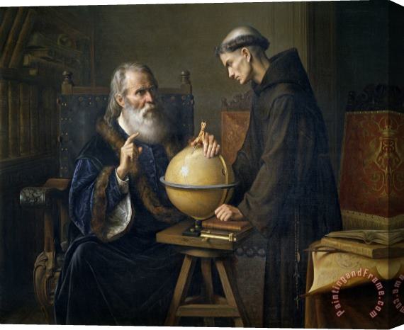 Felix Parra Galileo Galilei demonstrating his new astronomical theories at the university of Padua Stretched Canvas Print / Canvas Art