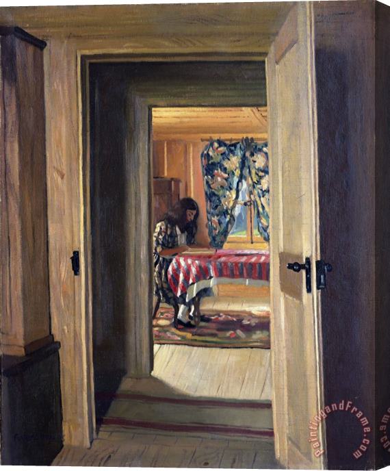 Felix Vallotton Interior with a Young Girl Writing Stretched Canvas Painting / Canvas Art