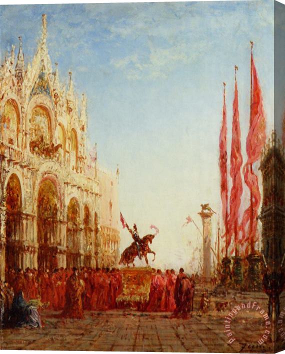 Felix Ziem The Cardinals Procession Venice Stretched Canvas Print / Canvas Art