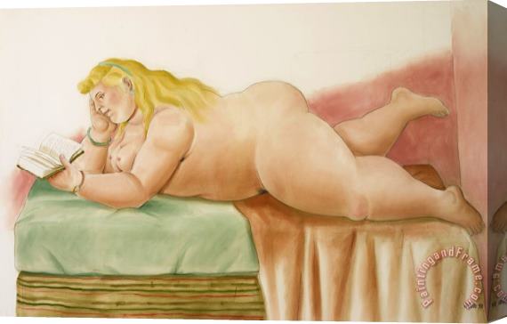 Fernando Botero A Girl Reading, 1998 Stretched Canvas Print / Canvas Art