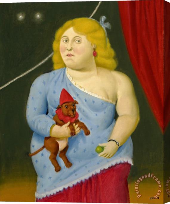 Fernando Botero Circus Woman with Dog, 2008 Stretched Canvas Print / Canvas Art