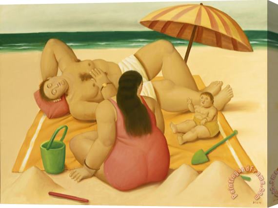 Fernando Botero Family on a Beach, 2009 Stretched Canvas Painting / Canvas Art