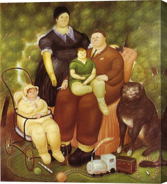 fernando botero Family Scene Stretched Canvas Painting / Canvas Art