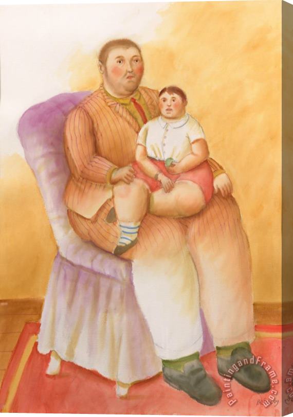Fernando Botero Father And Son, 2009 Stretched Canvas Painting / Canvas Art