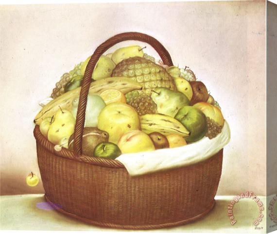 fernando botero Fruit Basket Stretched Canvas Print / Canvas Art