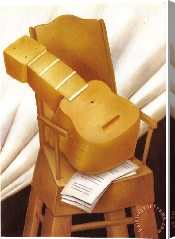 fernando botero Guitar And Chair Stretched Canvas Print / Canvas Art