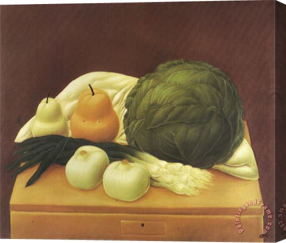fernando botero Kitchen Table Stretched Canvas Painting / Canvas Art