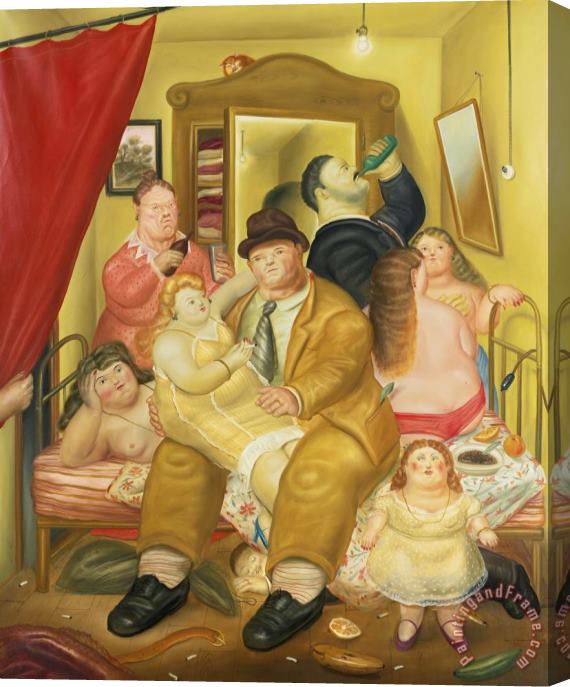 Fernando Botero La Casa De Las Gemelas Arias Stretched Canvas Painting / Canvas Art